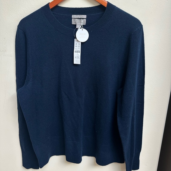 NWT J.Crew Classic Cashmere Navy Blue Sweater - Picture 4 of 6